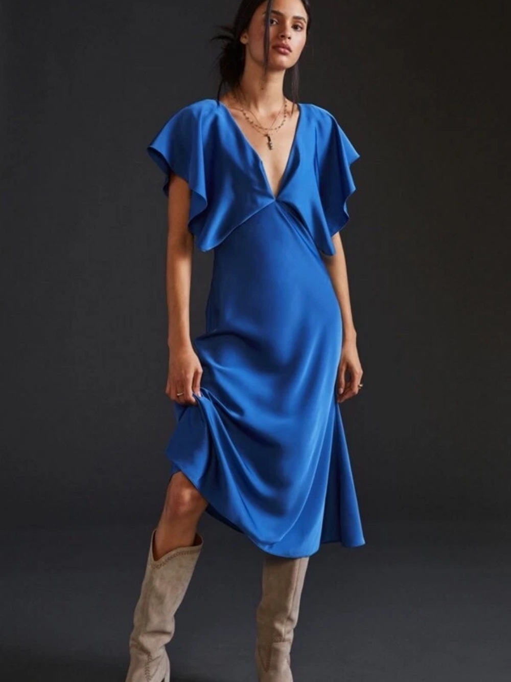 Anthropolgie Sachin + Babi Flutter Midi Dress Size 2 blue formal